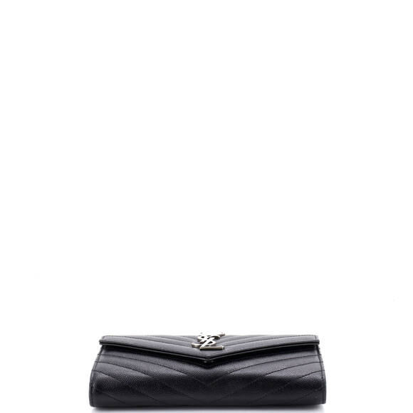 Saint Laurent Large Classic Monogram Flap Wallet Matelasse Chevron Leather - Picture 4 of 6